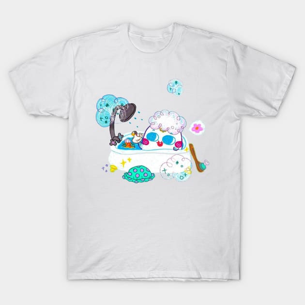 Scrub a dub dub, Tomo in the tub T-Shirt by Littlefluffy